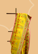 Mughal Boota Saree in Mustard Tussar Georgette
