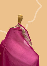 Rani Pink Zardozi Organza Dupatta