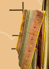 Grey Tussar Georgette Saree with Kalamkari Accents