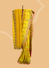 Mughal Boota Saree in Mustard Tussar Georgette