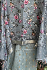 Pale Blue Bootidar Chanderi Suit Set