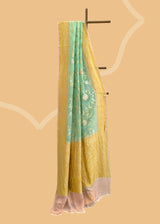 Sea Green With Contrast Pink Border Saree