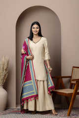 Handpainted Wine Bootidar Muga Dupatta