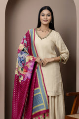 Handpainted Wine Bootidar Muga Dupatta