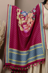 Handpainted Wine Bootidar Muga Dupatta