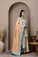 Peach & Aqua Tissue Georgette Dupatta