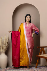 Red & Gold Satin Silk Dupatta