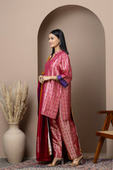 Red & Gold Satin Silk Dupatta