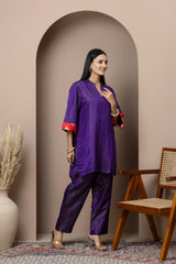 Purple Satin Silk Coord Set