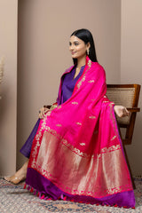 Wine & Purple Satin Silk Dupatta