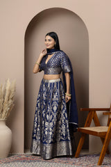 Navy Blue Silk Sharara Set