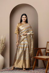 Bronze Tissue Pant & Half Dupatta Saree Set