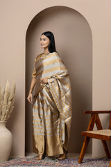 Bronze Tissue Pant & Half Dupatta Saree Set