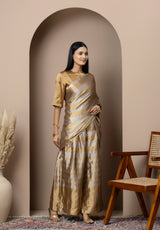 Bronze Tissue Pant & Half Dupatta Saree Set