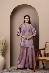 Purple & Silver Silk Sharara Set