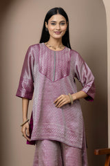 Purple & Silver Silk Sharara Set