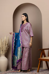 Handshaded Royal Blue Satin Dupatta