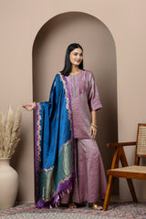 Handshaded Royal Blue Satin Dupatta