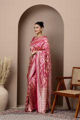 Rani Pink Meenakari Silk Saree