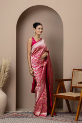 Rani Pink Meenakari Silk Saree