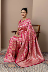 Rani Pink Meenakari Silk Saree