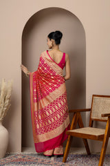 Red-Orange Shaded Ghat Chola Georgette Saree