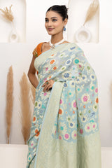 Powder Blue Meenakari Georgette Saree