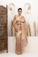 Blush Pink Water Zari Jaal Tissue Saree