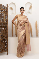 Blush Pink Water Zari Jaal Tissue Saree