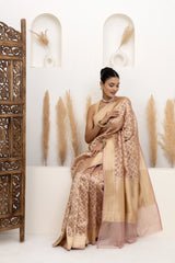 Blush Pink Water Zari Jaal Tissue Saree