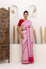 Powder Pink Meenakari Tussar Georgette Saree