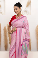 Powder Pink Meenakari Tussar Georgette Saree