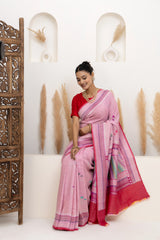 Powder Pink Meenakari Tussar Georgette Saree