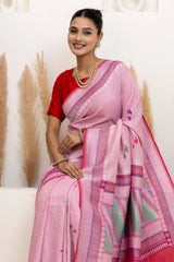 Powder Pink Meenakari Tussar Georgette Saree