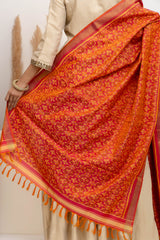 Shot Pink & Peach Silk Patola Dupatta