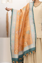 Peach & Aqua Tissue Georgette Dupatta