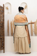 Peach & Aqua Tissue Georgette Dupatta