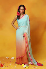 Whistling Hydrangea Chiffon Saree