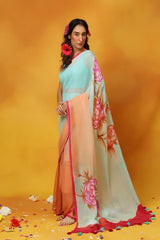 Whistling Hydrangea Chiffon Saree