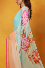 Whistling Hydrangea Chiffon Saree
