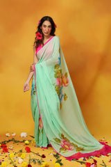 Glide in Gladiolus Chiffon Saree