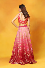 Dream In Dahlias Georgette Lehenga