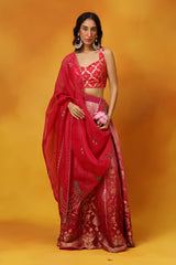 Dream In Dahlias Georgette Lehenga