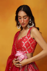 Dream In Dahlias Georgette Lehenga