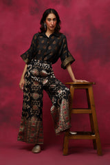 Posy of Black Roses Silk Coord Set