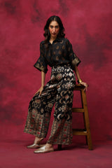 Posy of Black Roses Silk Coord Set