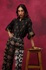 Posy of Black Roses Silk Coord Set