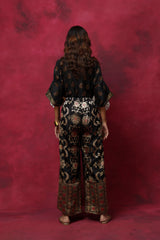 Posy of Black Roses Silk Coord Set