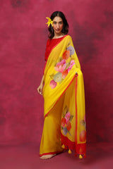 Blooming Buttercups chiffon saree