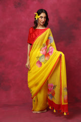 Blooming Buttercups chiffon saree